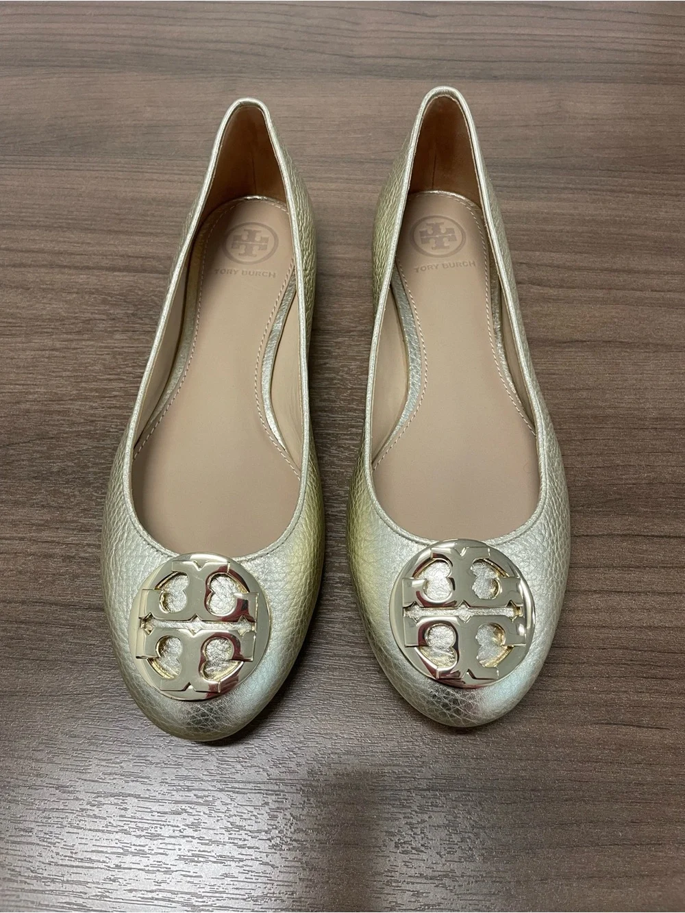 NWOB Tory Burch Metallic Gold Claire Ballet Flats size 7 with Dust Bag
